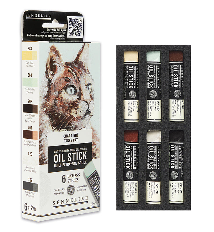 Oil Stick Sennelier 6x12ml Mini oilstick Tabby cat