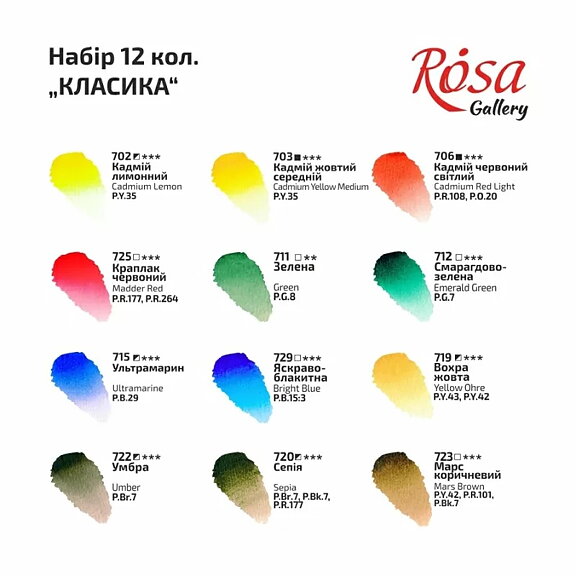 Rosa Gallery Akvarellset Artist set 12