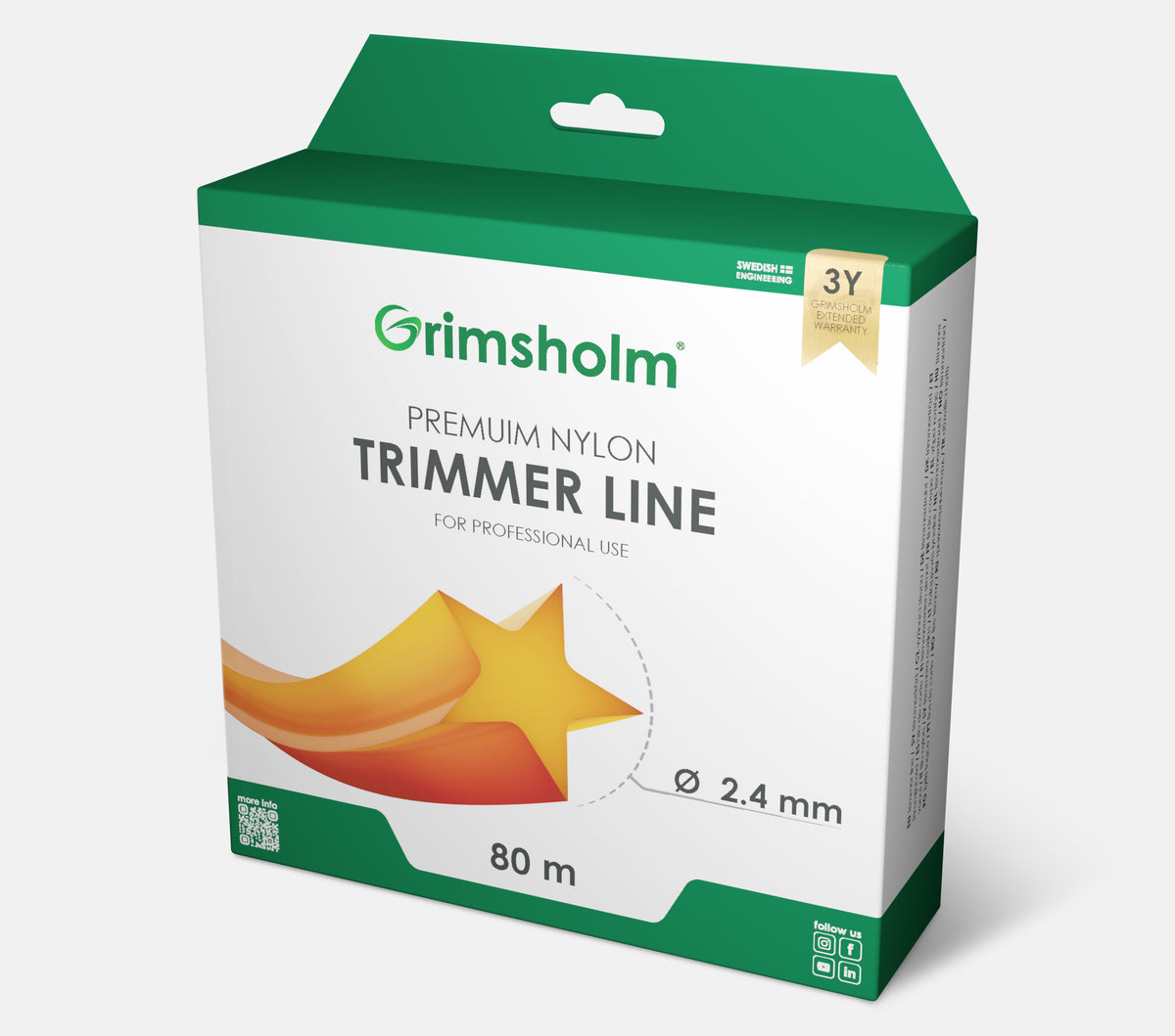 Trimmertråd 2,4mm / stjärna / 80m