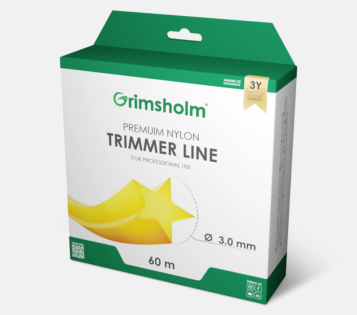 Trimmertråd 3,0mm / stjärna / 60m