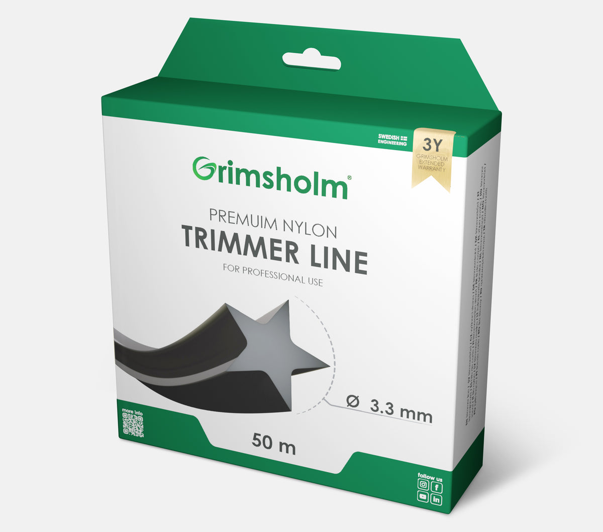 Trimmertråd 3,3mm / stjärna / 50m