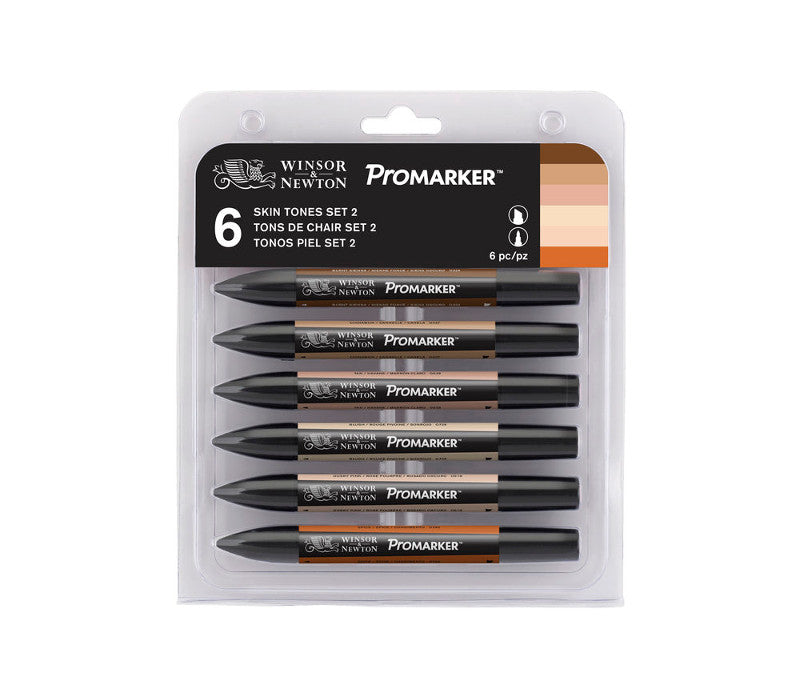 Winsor & Newton Promarker Brush 6 Rich Tones + Blender (Set)